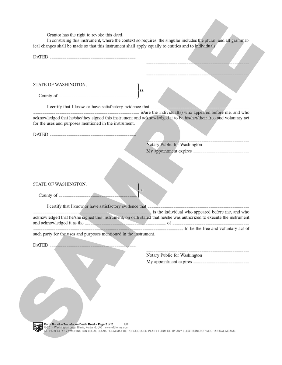 WA 49 Transfer on Death Deed (WA) StevensNess Law Publishing Co.