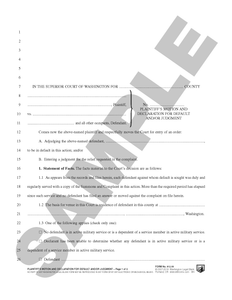 WA 812.09 Plaintiff's Motion and Declaration for Default and/or Judgment (WA)