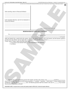 SN 1125 Memorandum of Land Sale Contract (OR)