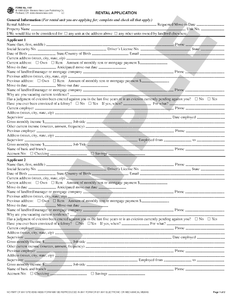 SN 1167 Tenant's Rental Application (OR)