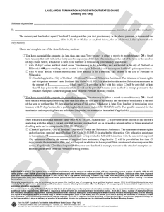 SN 1267 Landlord's Termination Notice without Stated Cause (OR)