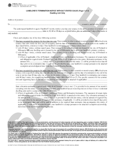 SN 1267AB Landlord's Termination Notice without Stated Cause Set, Pages 1 and 2 (OR)