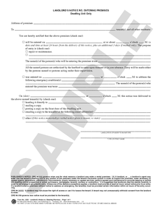 SN 1268 Landlord’s Notice re Entering Premises (OR)