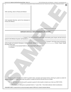 SN 1343 Bargain and Sale Deed Reserving Life Estate (OR)