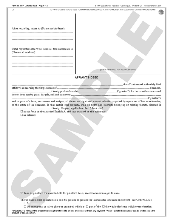 SN 1457 Affiant's Deed (OR)