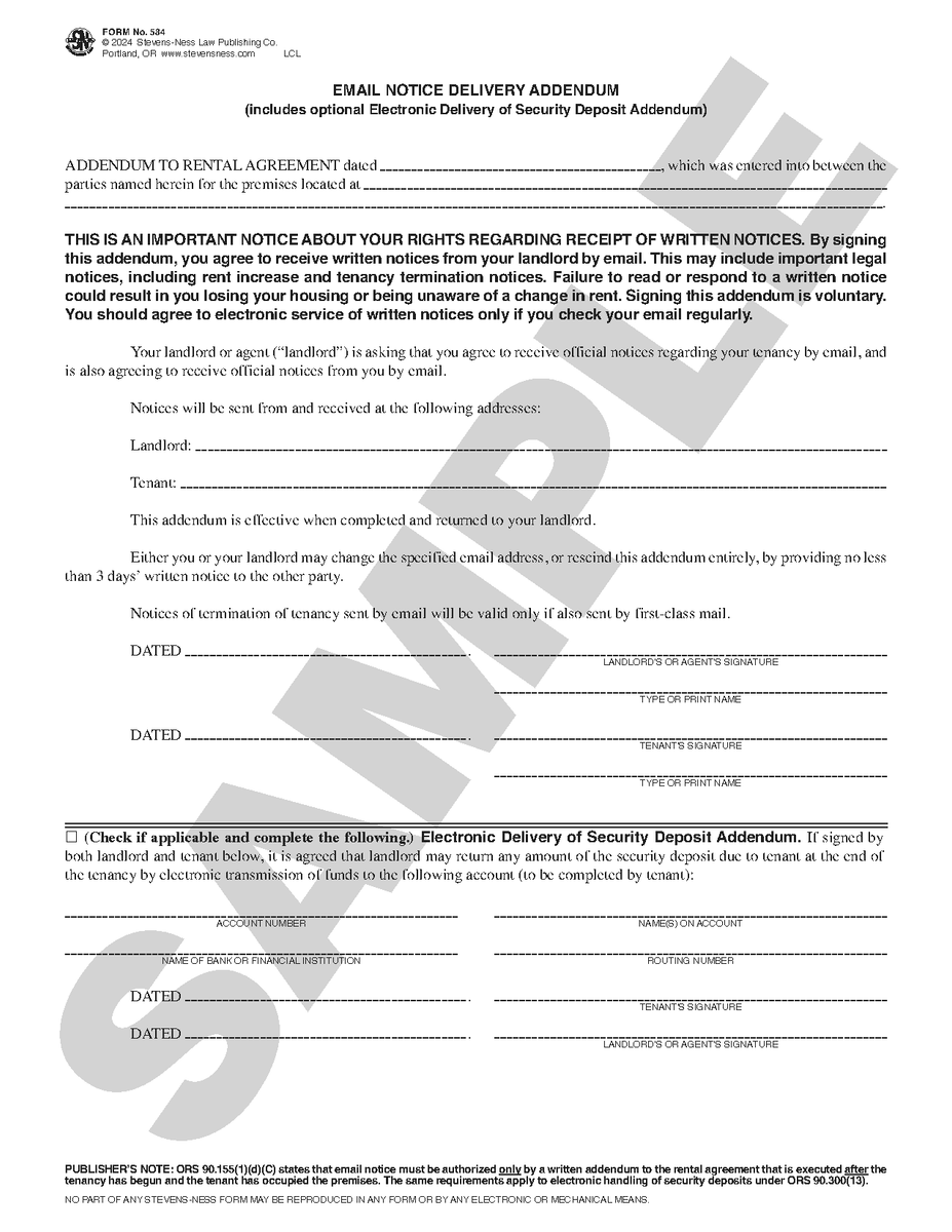 SN 584 Email Notice Delivery Addendum includes Optional Electronic De Sn 584 email notice delivery addendum includes optional electronic de
