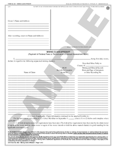 SN 602 Mining Claim Affidavit (OR)