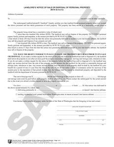 WA 812.20 Landlord's Notice of Sale or Disposal of Personal Property (WA)