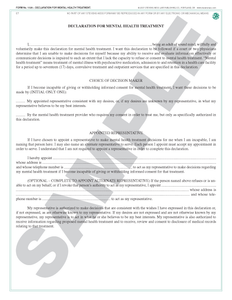 SN 1326 Declaration for Mental Health Treatment (OR)