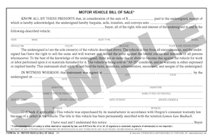 SN 35 Motor Vehicle Bill of Sale (OR)