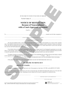 SN 573 Notice of Restitution, because of Noncompliance with a Court-Approved Agreement (OR)