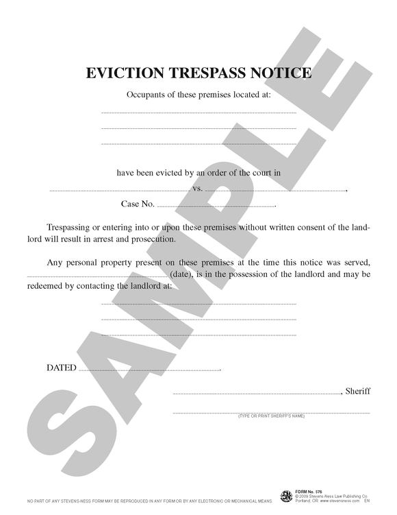 SN 576 Eviction Trespass Notice (OR)