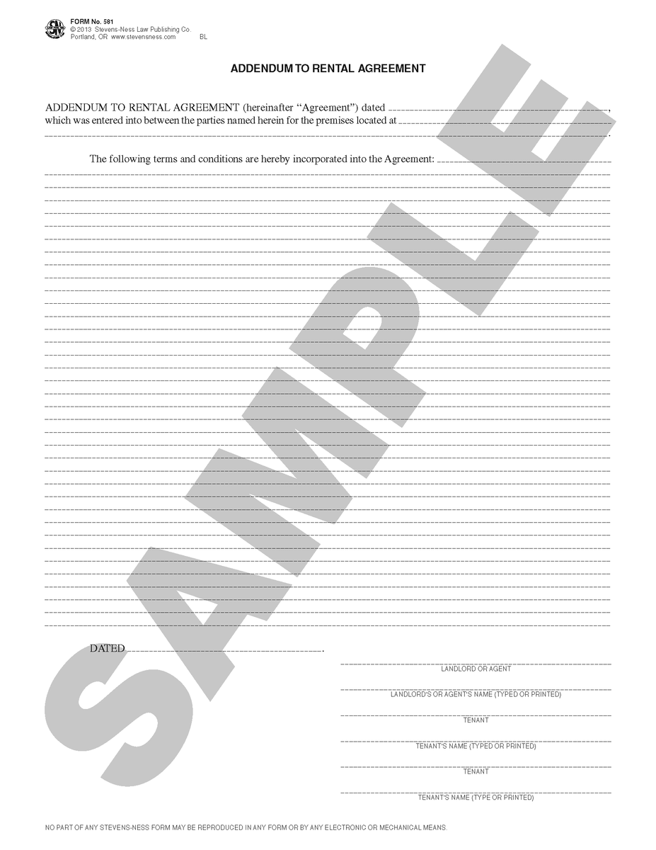 SN 581 Addendum to Rental Agreement (OR, WA) – Stevens-Ness Law ...