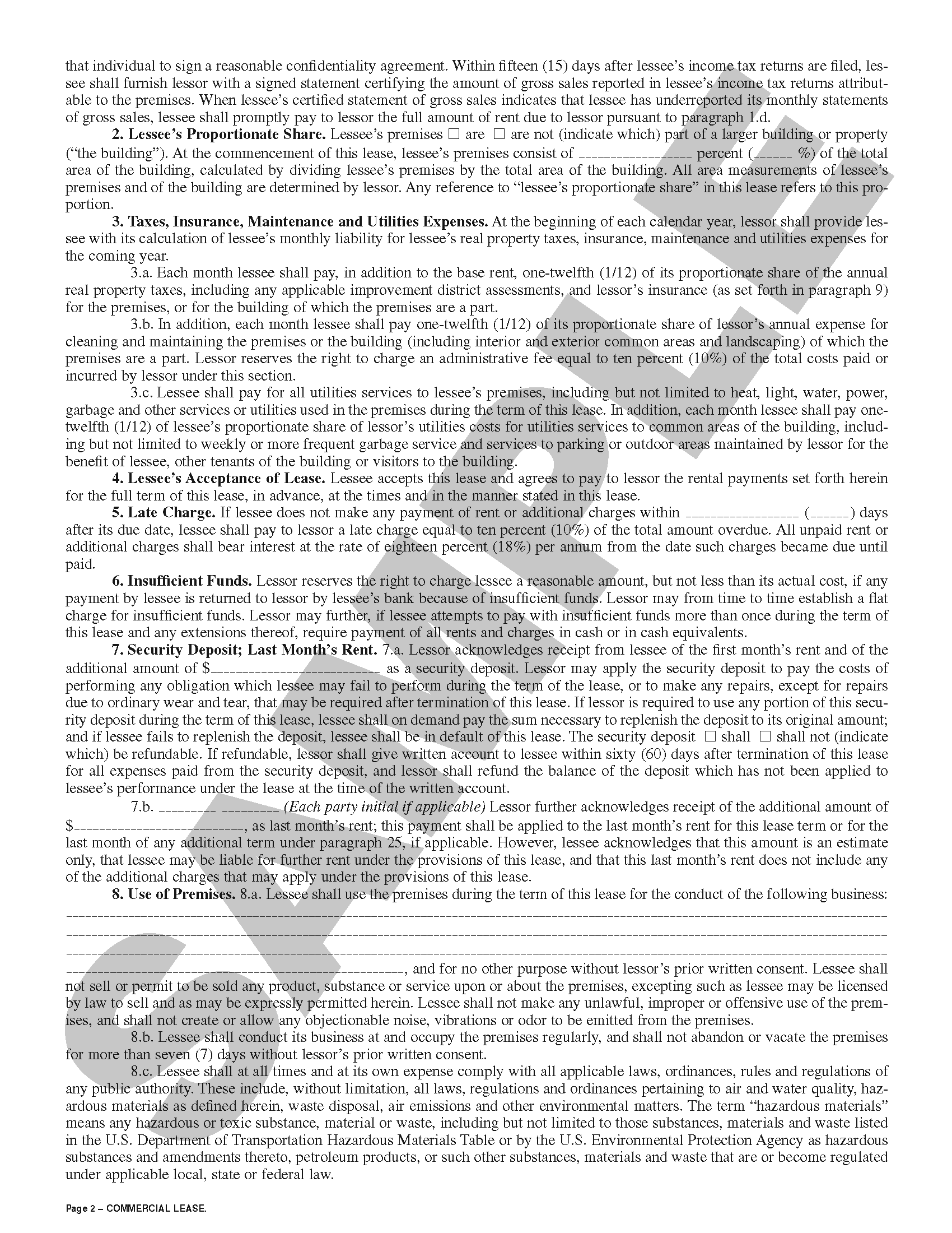 SN 812 Commercial Lease (OR) – Stevens-Ness Law Publishing Co.