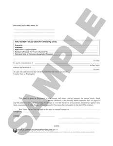 WA 52 Fulfillment Deed (Statutory Warranty Deed) (WA)
